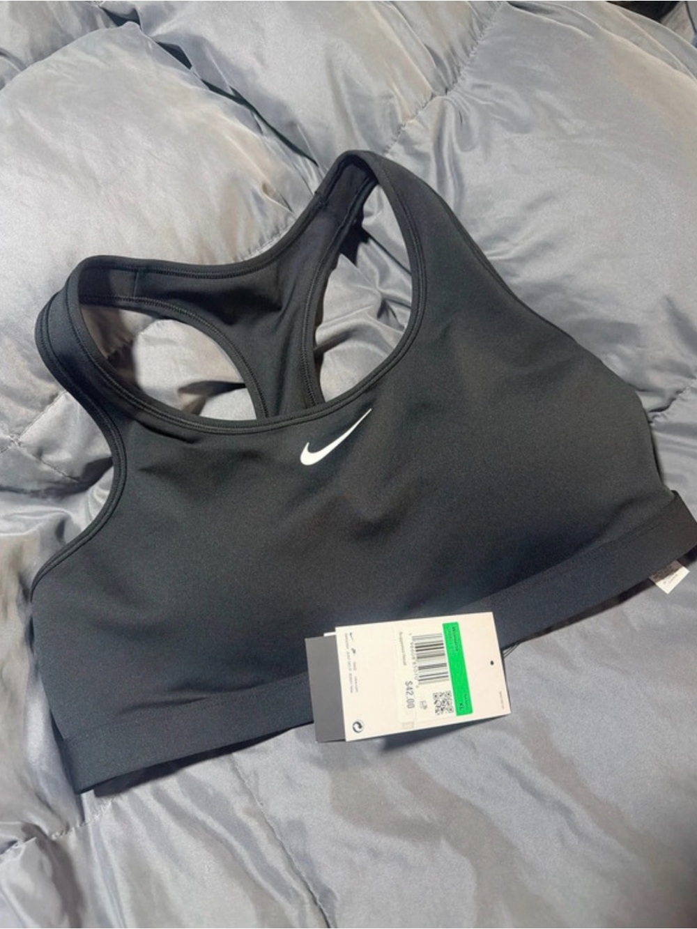 Nike Black Racerback Sports Bra with White Swoosh